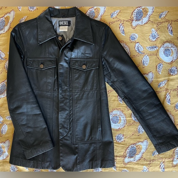 DIESEL Fab Y2K Leather Jacket Buttons Quilted Lining Vintage Size Small - Picture 6 of 14